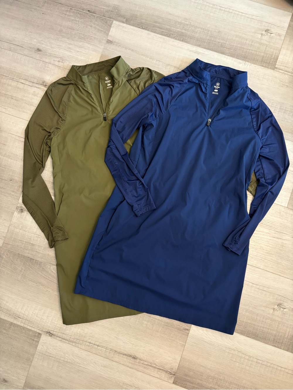 Hurley Long Sleeve Athletic Quarter Zip Dress Bundle Set of 2 Size M Blue/Olive